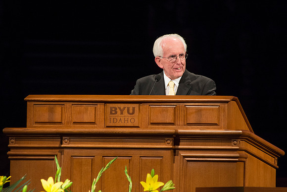 Temple President, Philip C. Wightman, speaks at Devotional