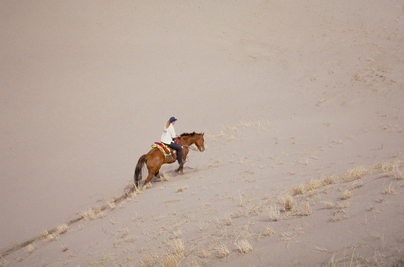 Biology students take a Field Trip to the Sand Dunes to go horseback riding with Mel Griffeth.