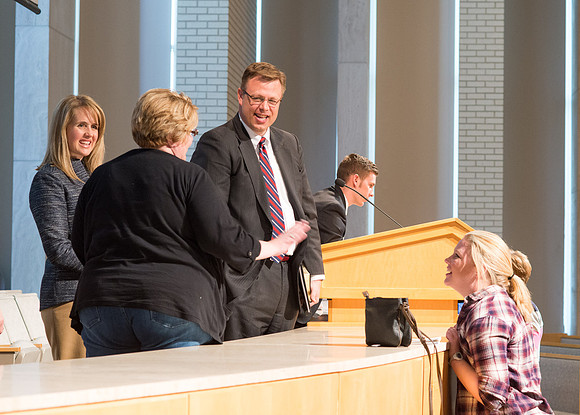 Parents meet with President and Sister Gilbert along with others members of the Executive Office during a Q&A.