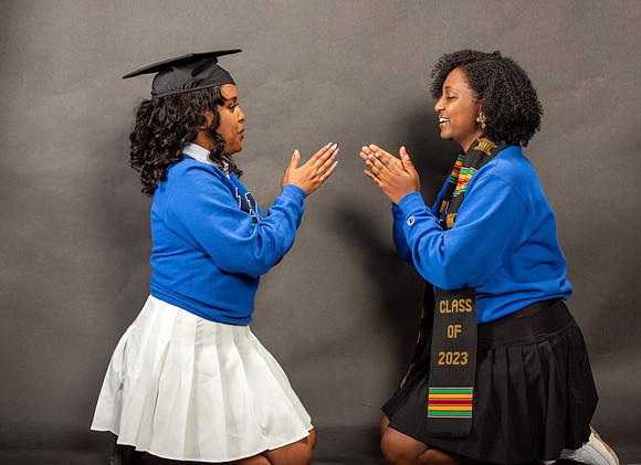 Graduation Portraits of Hermela Denboba and Hana Edossa.