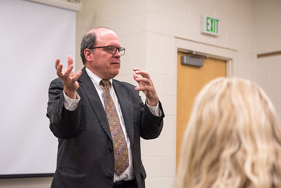 Jeff Chapman, one on the Religion instructors, teaches the Foundations of the Restoration course on campus.