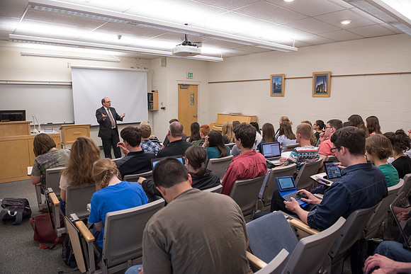 Jeff Chapman, one on the Religion instructors, teaches the Foundations of the Restoration course on campus.