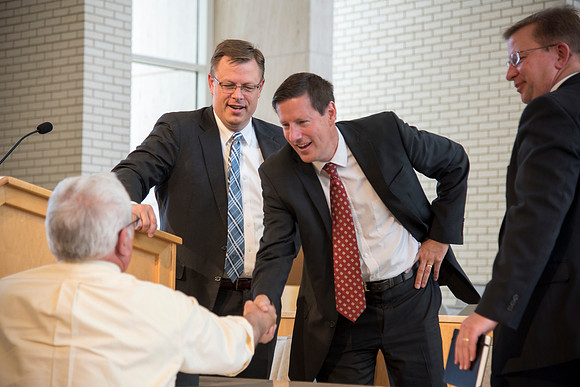 Jeff Morrin was announced as the new University Resources Vice President. He will replace Charles Andersen, the previous Vice President. President Gilbert, Jeff Morrin and Charles Andersen