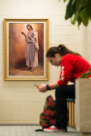 Students on Campus in the first week of Spring Semester.