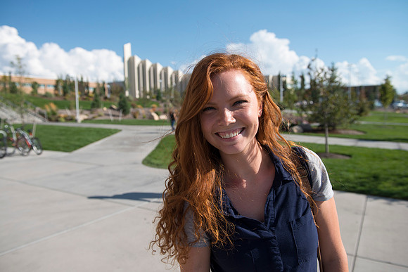 Erin Ferris, the face of BYU-Idaho, the First Day of School.