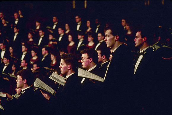 Choir members in the Sacred Music Series: Visions of Eternity performance. Performance located in the Salt Lake Tabernacle.