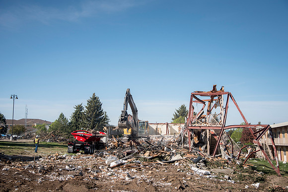 Progress of the dorm deconstruction during the 2016 Summer Semester.