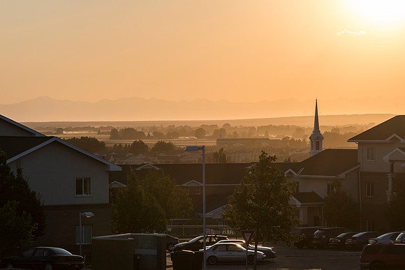 Sun going down over Married Housing.