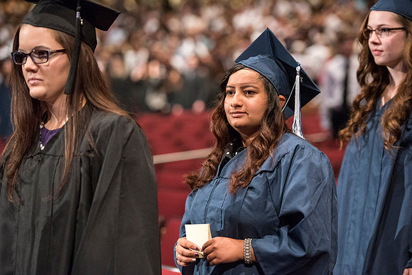 Graduates of Brigham Young University-Idaho entering Convocation ceremony of the Spring 2016 semester. Photo by Ryan Chase.