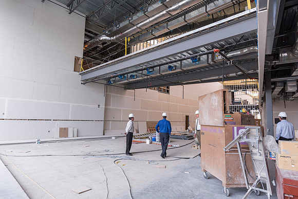 Faculty Members tour the new science building while it is still under construction.