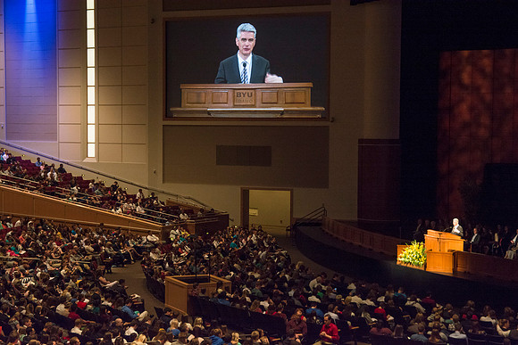 Geral Causse, Presiding Bishop, speaks at BYU-Idaho Devotional.