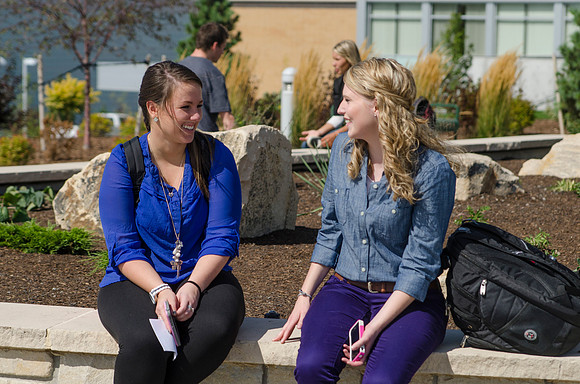 Students talking in the Taylor Quad