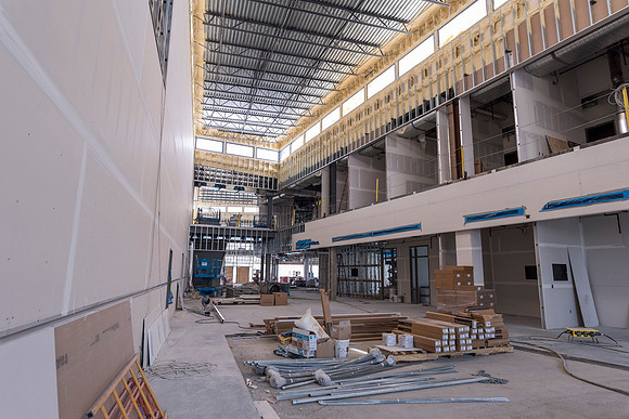 Faculty Members tour the new science building while it is still under construction.