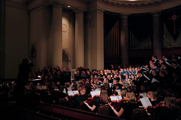 Ricks College Sacred Music Series: The Passion and The Promise of our Lord Jesus Christ. Premiere performance of a newly commissioned oratorio by Daniel E. Gawthrop with R. Kevin Call as the conductor