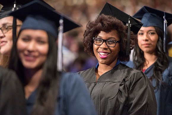 Graduates of Brigham Young University-Idaho entering Convocation ceremony of the Spring 2016 semester. Photo by Ryan Chase.