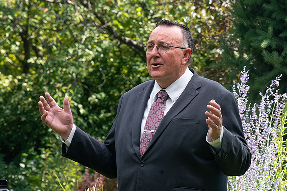 Video production of Vice President, Jon Linford, in the Thomas E. Ricks Gardens for the We're In This Together campaign.