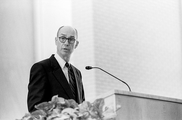 President Henry B. Eyring addressing the audience at the dedication of the Taylor Building