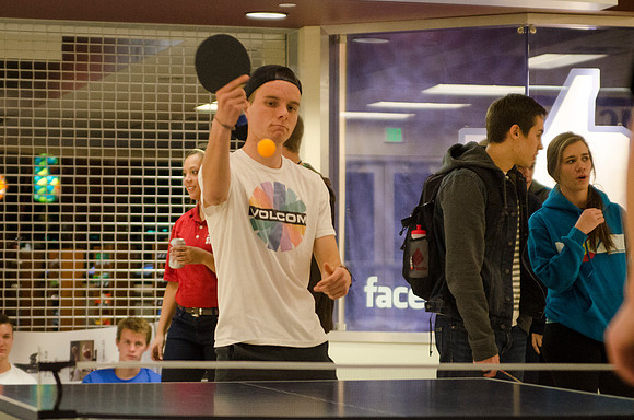 BYU-Idaho students participate in a ping pong tournament held in the Manwaring Center