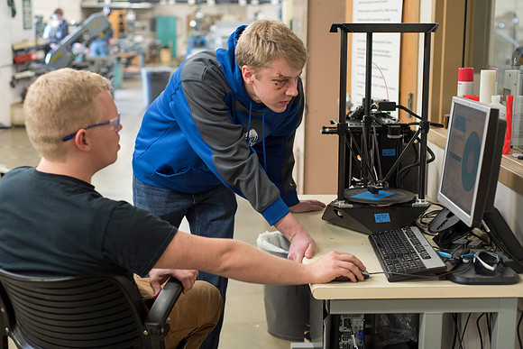 The mechanical engineering department has two 3D printers available for students to make 3D prints.