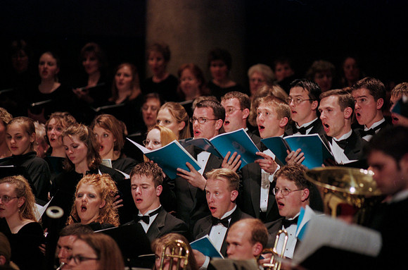 Ricks College Sacred Music Series: The Passion and The Promise of our Lord Jesus Christ. Premiere performance of a newly commissioned oratorio by Daniel E. Gawthrop with R. Kevin Call as the conductor