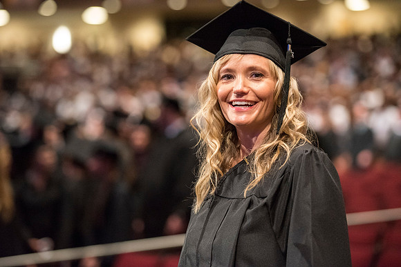 Graduates of Brigham Young University-Idaho entering Convocation ceremony of the Spring 2016 semester. Photo by Ryan Chase.
