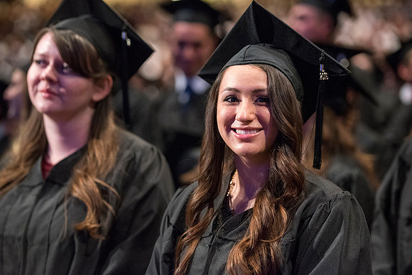 Graduates of Brigham Young University-Idaho entering Convocation ceremony of the Spring 2016 semester. Photo by Ryan Chase.