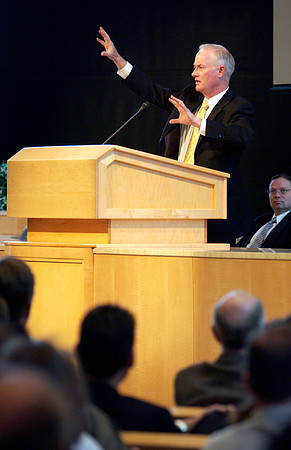 President Clark speaking in Taylor Chapel.