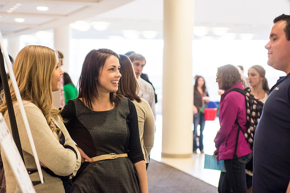 Students showcase their final senior projects for others to see.