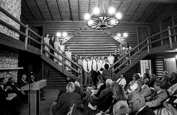 The Natural Science Center is dedicated. Island Park, Idaho. September 1996.