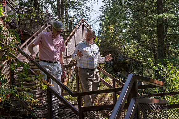 Geology Instructor, Dan Moore takes a group of faculty up to Island Park and Mesa Falls, teaching about the Henrys Fork Caldera and answering Geology questions about the area.