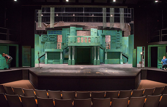 Stage crew members in the theatre department work on BYU-Idaho's production of 'A Midsummer Night's Dream.'