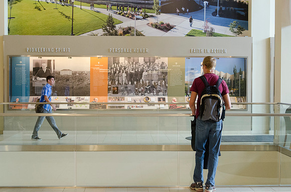 Students in between classes in the Manwaring Center