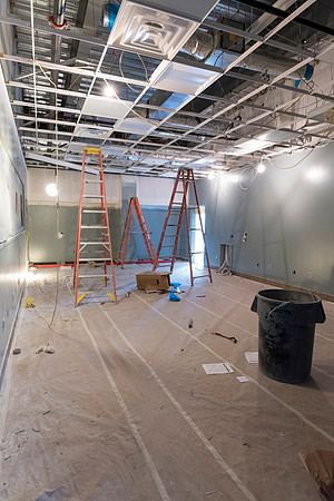 Faculty Members tour the new science building while it is still under construction.