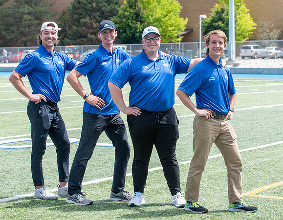 Students participate in a Speed and Agility Camp at the BYU-Idaho stadium.