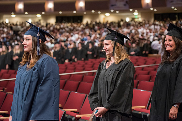 Graduates of Brigham Young University-Idaho entering Convocation ceremony of the Spring 2016 semester. Photo by Ryan Chase.
