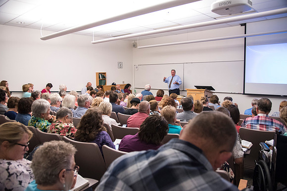 Many people gather to hear speakers and learn during Education Week at BYU-I. 2016
