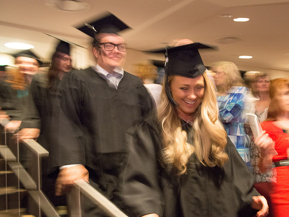 Graduates, Erik Hill and Katelyn Crompton marching in during Processional.