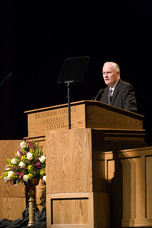 President Kim B. Clark speaks at devotional.