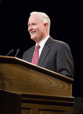 President Kim B. Clark speaks at devotional.
