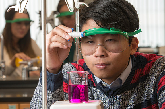 Kelsey Turner, Venessa Butikofer and Taylor Lau: Ready to Learn in a Chemistry Lab.