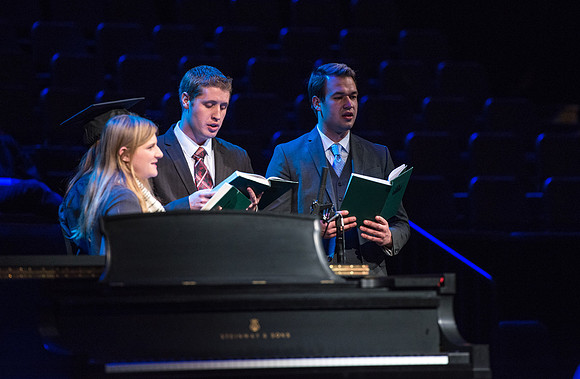 College of Agriculture and Life Sciences Convocation in the Byu-Idaho Center. Musical number by Nicole Norman, Jensen Argyle, William Gardner and Taylor Myers.