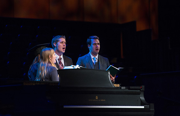 College of Agriculture and Life Sciences Convocation in the Byu-Idaho Center. Musical number by Nicole Norman, Jensen Argyle, William Gardner and Taylor Myers.