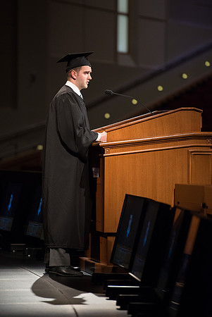 College of Agriculture and Life Sciences Convocation in the Byu-Idaho Center. stduent speaker Brendon Larsen, a Exercise Physiology graduate.