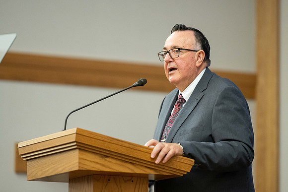 Students and faculty gather during the weekly BYU-Idaho Devotional located in the Hinkley Chapel for the summer semester.