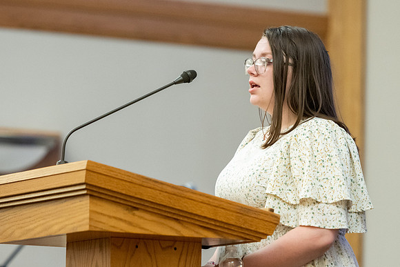 Students and faculty gather during the weekly BYU-Idaho Devotional located in the Hinkley Chapel for the summer semester.