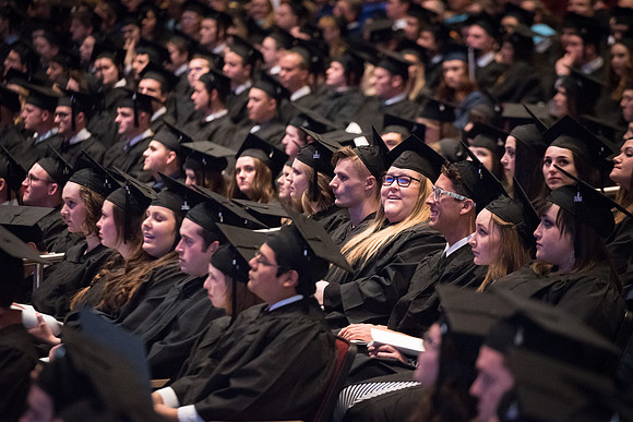 Graduates during Convocation. Photo by Emily Gottfredson.