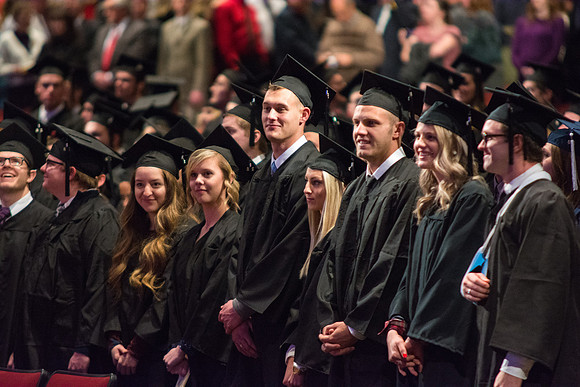 Graduates wait for Commencement to begin.