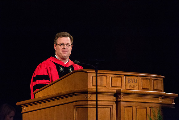 President Clark G. Gilbert addresses the graduates. Photo by Courtney Thomas.
