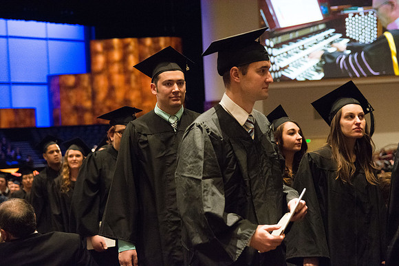 Graduates participate in Recessional as they prepare to go to Convocation.