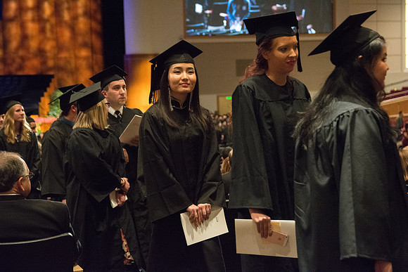 Graduates participate in Recessional as they prepare to go to Convocation.